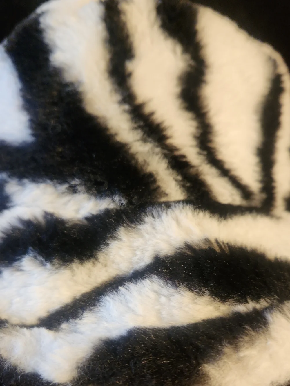 Faux Fur Black and White Zebra Bucket Hat - Women's Accessories